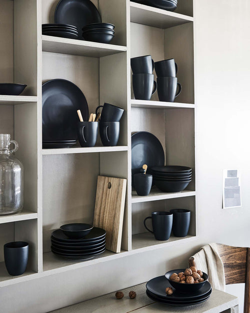 vtwonen Kommen - Set van 4 - Mat Zwart - Porselein - Ø 18cm - vtwonen shop