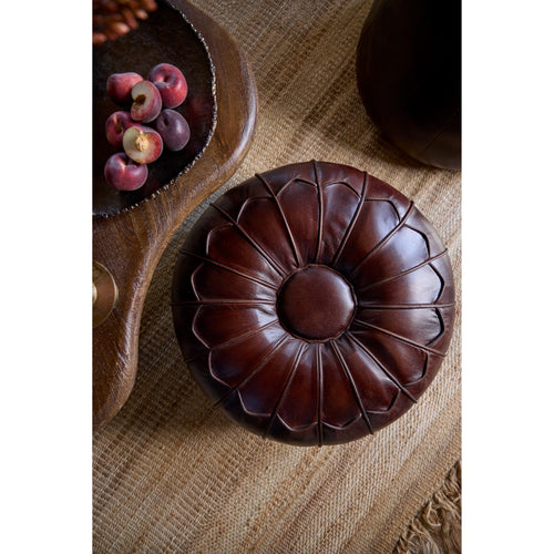 Light & Living poef Calima - bruin - Ø58cm