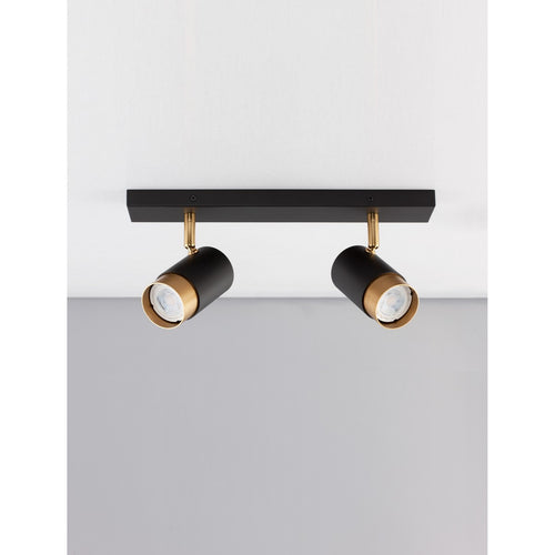 Merano Knoxville 2-lichts dubbele plafondspot Sandy zwart, goud aluminium LED GU10 2x10W