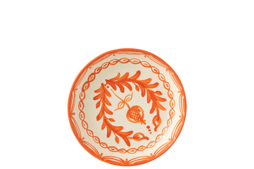 J-Line schaal Granada Low - keramiek - wit/oranje - large - Ø 25 cm