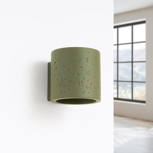 Sollux Lighting Wandlamp ORBIS beton olijfgroen - 10x12x10cm