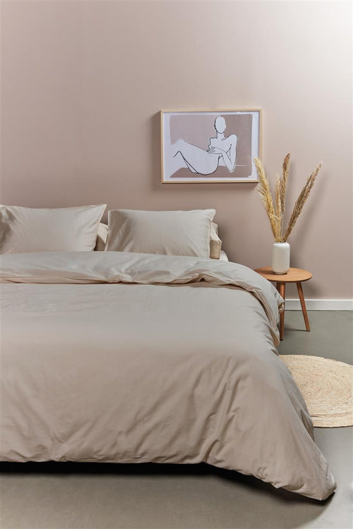 Ambiante Cotton Uni dekbedovertrek - Effen - Lits-Jumeaux XL - 260x200/220 - Taupe