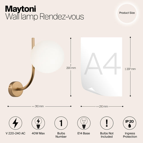 Maytoni - Wandlamp Rendez-vous - Messing - vtwonen shop