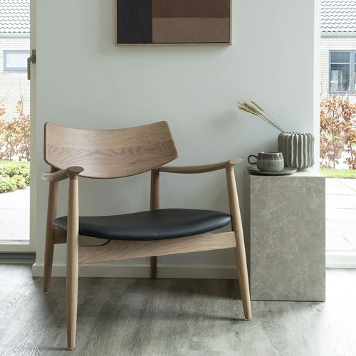 Artichok Oliver Houten Fauteuil Naturel - Zwarte Kunstleren Zitting - vtwonen shop