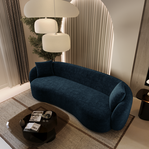 Sia Home - Rechte bank CELINE - Zacht aanvoelende geweven stof - Middernachtblauw - 210cm