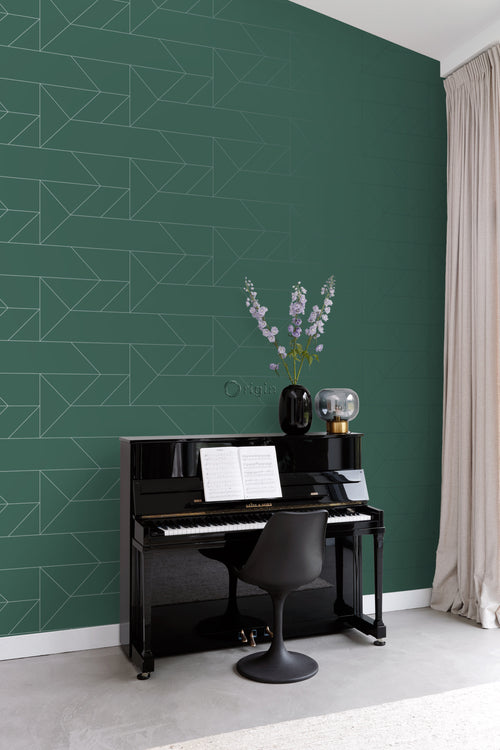 Origin Wallcoverings behang grafische lijnen donkergroen - 0,53 x 10,05 m - 347724 - vtwonen shop