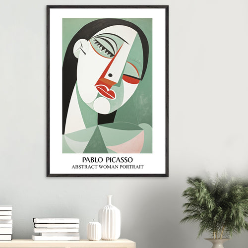 Artfulprints Poster met Lijst Pablo Picasso - Abstract woman portrait   - 30x40 cm - Groen