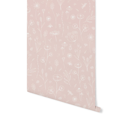 Little Dutch Wild Flowers Pink Behang Kinderkamer - Bloemen - 10mx53cm - Roze - vtwonen shop