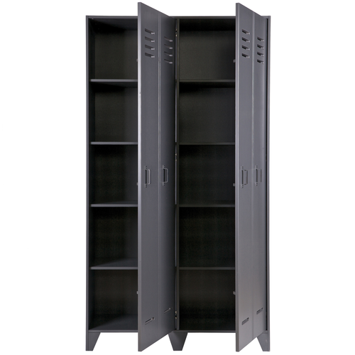 WOOOD kledingkast 2-deurs Stijn - Grenen - Staal Grijs - 103x187x40 - vtwonen shop