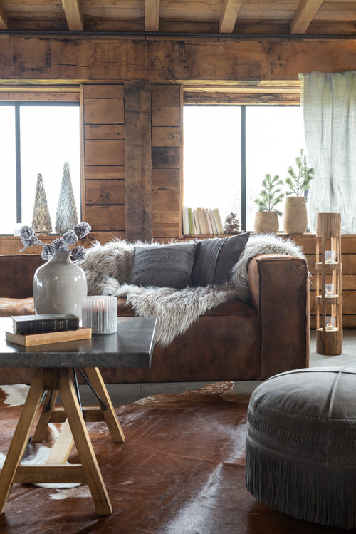 J-Line tapijt koeienvel - leer - bruin/wit