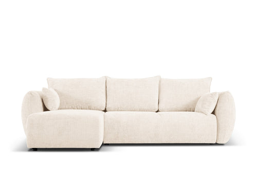 Cosmopolitan Design Uitklapbare hoekbank links met opbergdoos Matera 4-zits, chenille, lichtbeige - 173x253x86cm