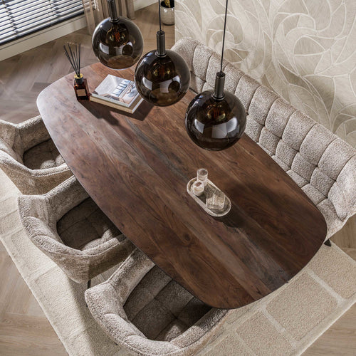 Giga Meubel Eettafel Arhus Solid - Deens Ovaal Bruin Hout - 215x105x77cm