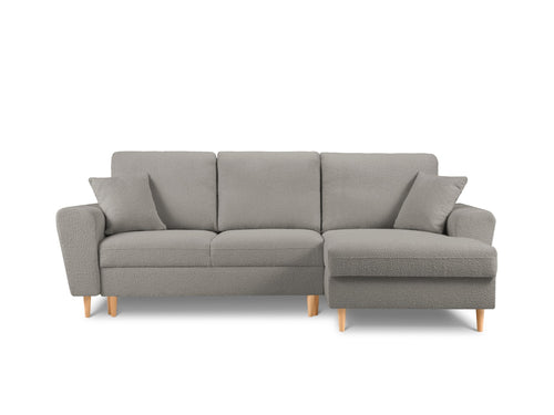 Cosmopolitan Design Converteerbare hoekbank rechts met opbergdoos Kyoto 4-zits, boucle, grijs - 145x241x88cm