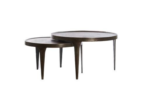 Light & Living salontafel TOBIAS - Ø75x44cm - bruin - Set van 2 - vtwonen shop