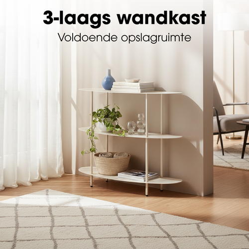 Mica Decorations Wandrek – Opbergrek en Metalen Wandrek voor Decoratie Woonkamer – Geschikt voor Planten en Accessoires – Stevig Rek van IJzer – 90 x