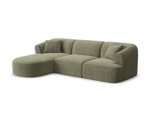 Cosmopolitan Design Modulaire hoekbank links Campi 4-zits, ribfluwelen mosgroen - 156x256x70cm