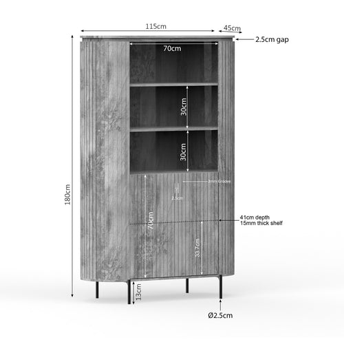 StarFurn Wandkast Solana - Naturel Hout - 115x45x180cm