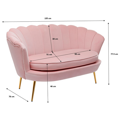 Kare Design Sofa Water Lily 2-Zits fluweel roze - vtwonen shop