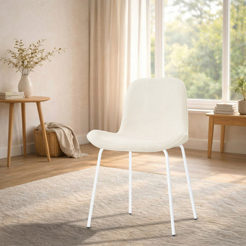 Nolon Nora-Fé Eetkamerstoel Rib Beige - Wit Onderstel