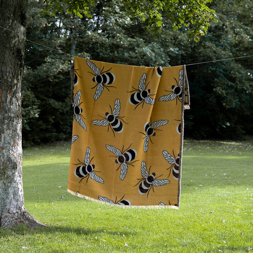 Kare Design Dekken geel bijen 170x130cm