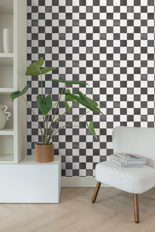 ESTAhome behang geblokt motief zwart wit - 53 cm x 10.05 m - 131285