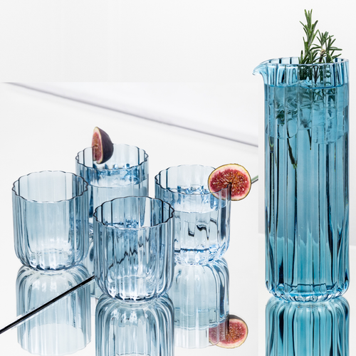 Brut Homeware | Set Gaia | Karaf + 4 Tumbler | blauw
