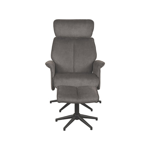 LABEL51 Relaxfauteuil Verdal - Antraciet - Draaibaar - Incl. Hocker