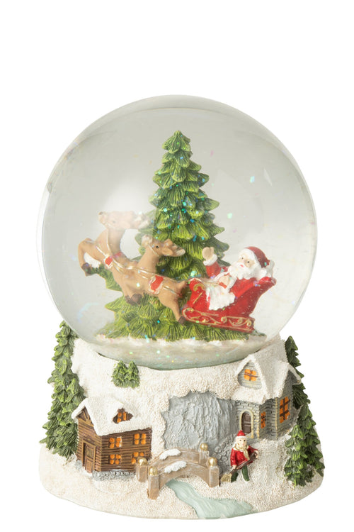 J-Line decoratie Waterbal Kerstman - polyresin - mix