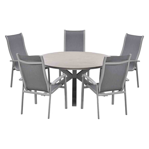 Garden Impressions Tuinset Hilly 6-delig taupe - Tulli tuintafel Ø148x75 cm