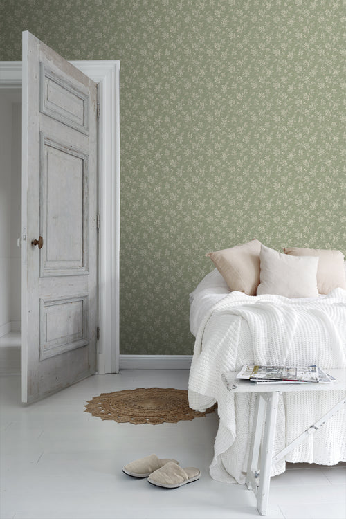 Borastapeter behang vintage bloemetjes groen - 53 cm x 10.05 m - 661035 - vtwonen shop
