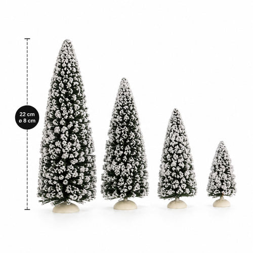 Luville Evergreen Kerstdorp Miniatuur Dennenbomen - Kerstversiering voor Kerstdorp met 21 Besneeuwde Boompjes - Guirlande en Kerstslingers voor