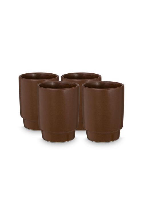 vtwonen - Mokken - Bruin - Keramiek - 300ml - Set van 4 - vtwonen shop