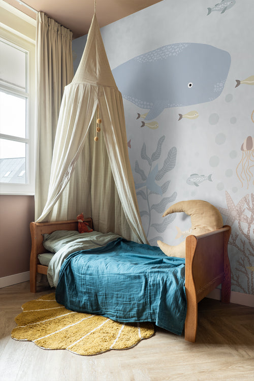 ESTAhome fotobehang onderwaterwereld vergrijsd blauw - 250 x 279 cm - 159243 - vtwonen shop