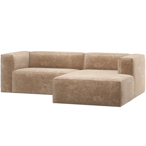 WOOOD chaise longue bank rechts Bean - Chenille Velvet - Perzik Roze - 73x254x178 - vtwonen shop