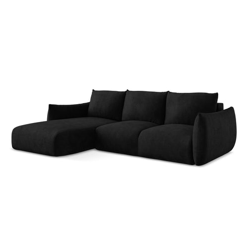 LaMiaSofa hoekbank links Savona - chenille stof - zwart - 242x162x90
