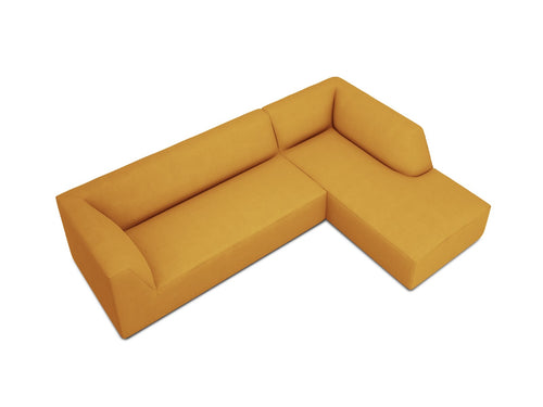 Micadoni rechter hoekbank Ruby 4-zits, structurele stof, geel - 180x273x69cm