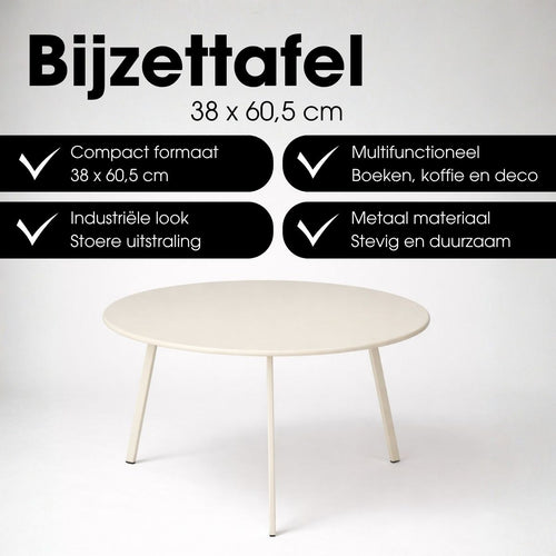Mica Decorations Seatle Bijzettafel Rond voor Buiten - Koffietafel - Salontafel Buiten - Ook als Plantentafeltje of Plantenstandaard - Metaal - 38 x