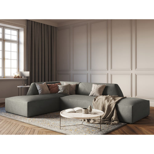 Cosmopolitan Design - Modulaire hoekbank links Siena 4-zits, ribfluwelen lichtgrijs - 180x273x69cm