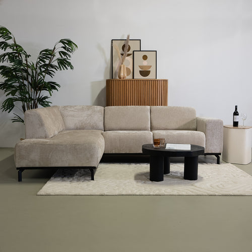 Giga Meubel Hoekbank Monza 3-zits Links - Stof/Metaal - Taupe - vtwonen shop