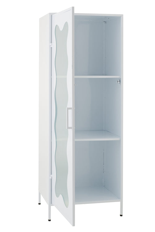 J-Line decoratie Kast - polyresin - ijzer/glas - wit