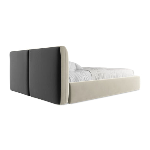 LaMiaSofa Bed met opbergruimte Milano - velours - parel - 180x228x82