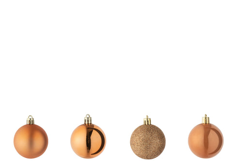 J-Line kerstbal - kunststof - oranje - doos van 40