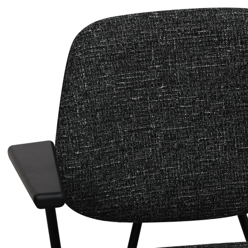Furnhouse eetkamerstoelen armleuning Sofia - Zwart - Stof (Bouclé) - Set van 2