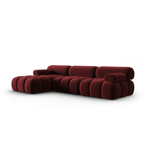 Cosmopolitan Design - Modulaire hoekbank links Cortina 4-zits, flueel rood - 155x282x70cm