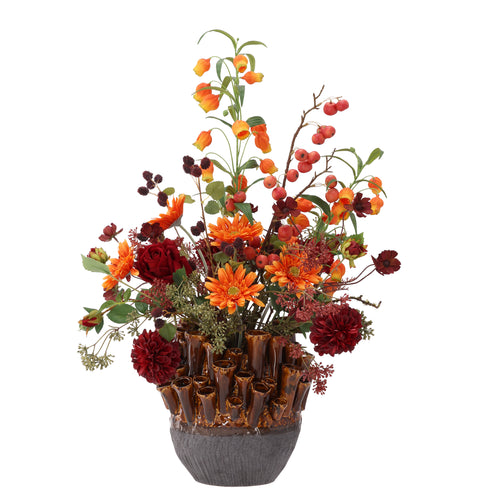 Maxifleur Kunst herfstboeket Bente Tunis 75cm inclusief vaas