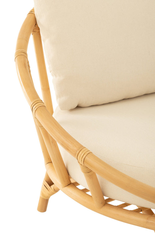J-Line stoel + kussen - jute/textiel - naturel/wit