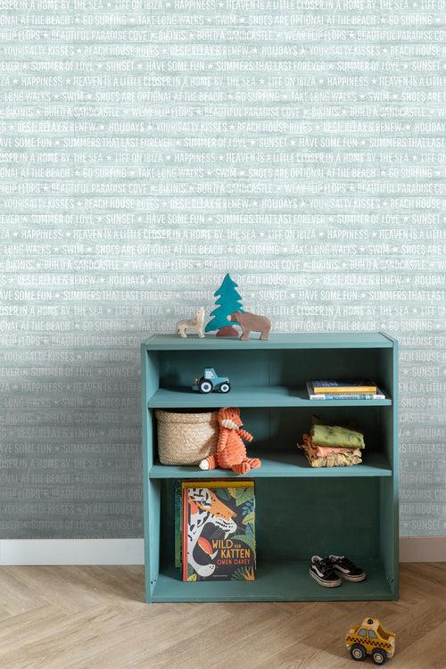 ESTAhome behang zomerse quotes lichtgroen - 53 cm x 10.05 m - 148641