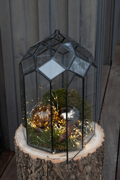 J-Line terrarium - glas/metaal - zwart - medium - Ø 25 cm