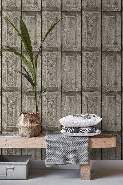 ESTAhome behang paneeldeuren taupe - 53 cm x 10.05 m - 138210