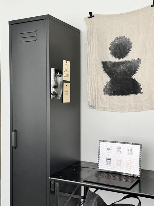 MaximaVida metalen kleding lockerkast Finn zwart 45 x 35 x 185 cm - smal